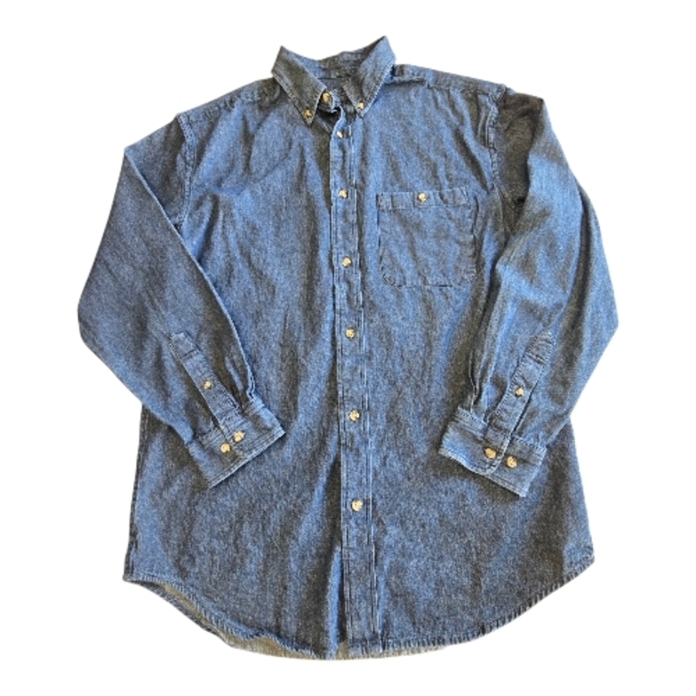 Casual Blue Button-Down Denim Shirt Sz M